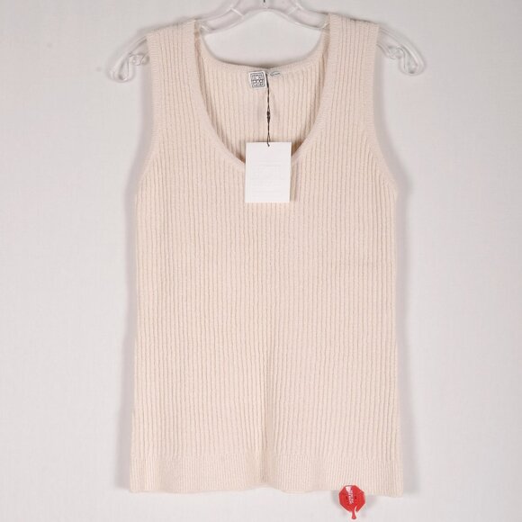 TOTEME Ribbed Bouclé-knit Cotton-blend Sweater Tank Ecru - Picture 3 of 5